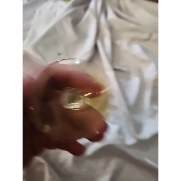 Vintage Olive Yellow Etched Wine Glass Stacked Ball Stem Mid Century Barware - Picture 4 of 4